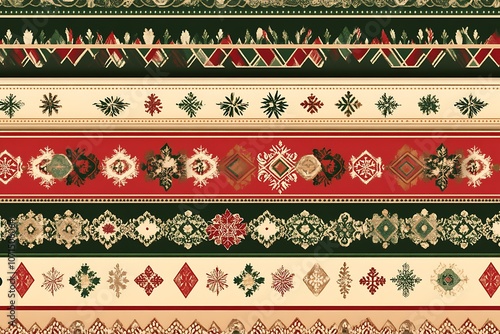 set of Christmas abstract paper with decorative shapes and design elements for scrapbook