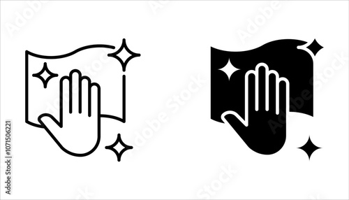 Cleaning cloth line icon set. Housekeeping equipment sign on white background