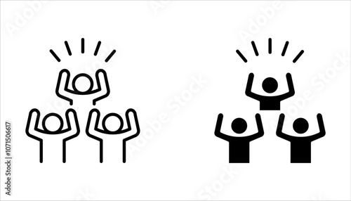 group happy people icon set, party friends on white background