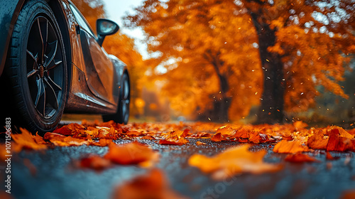 Autumn Leaves on Asphalt Photo