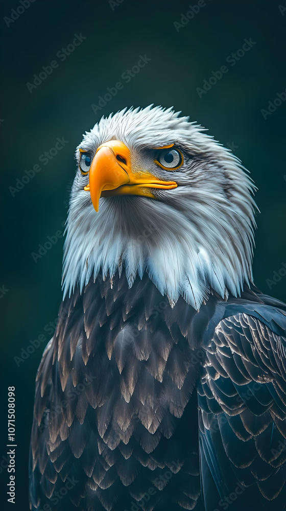 Obraz premium Photo Majestic Bald Eagle Portrait Feathers Beak Eyes Wildlife Nature
