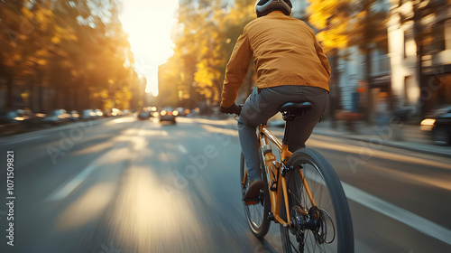Cyclist Riding Through the ...