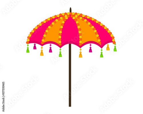 colorful decorative floral umbrella for haldi function Indian wedding ceremony