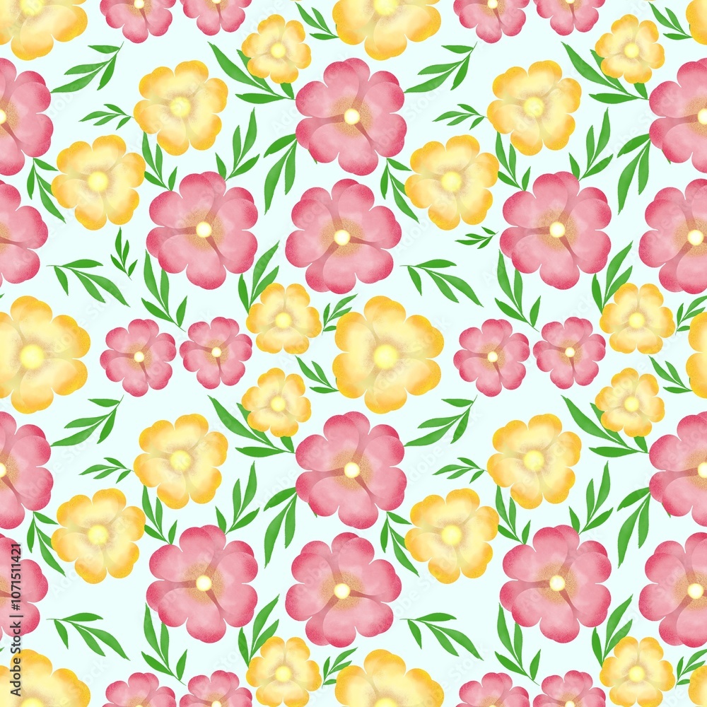 Seamless abstract flower art on pattern for background and backdrop.