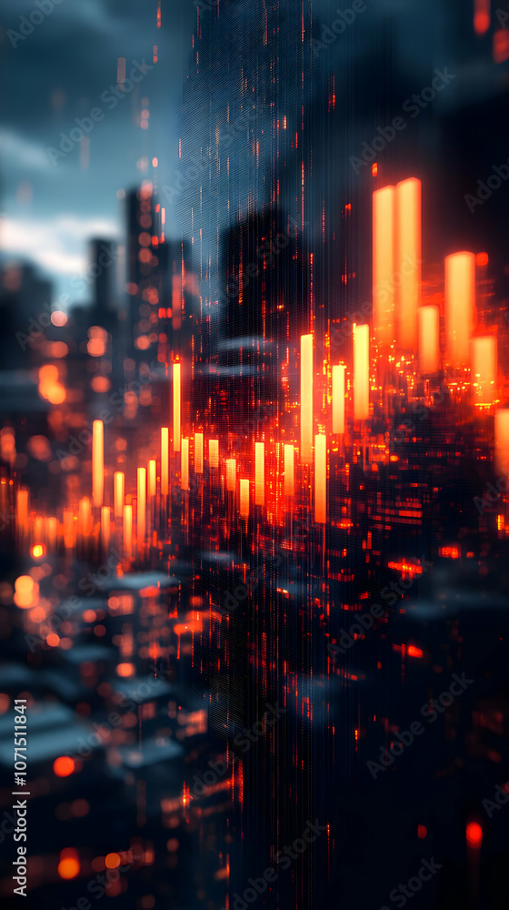 Abstract Illustration - Cityscape Data Stream Abstract Illustration - Cityscape Data Stream