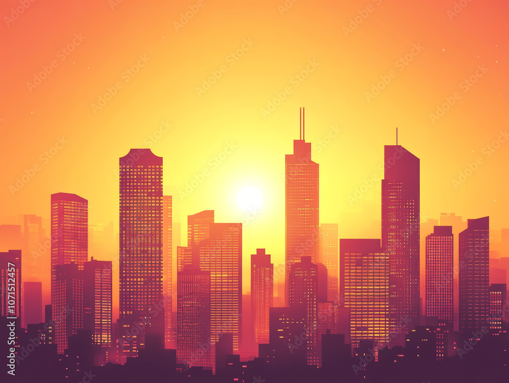 Fototapeta premium city skyline at sunset