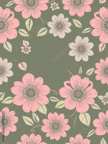 Seamless geometric flower pattern with pastel colors and intricate details, texture, background