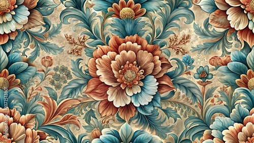 Vintage ornamental flowers pattern background