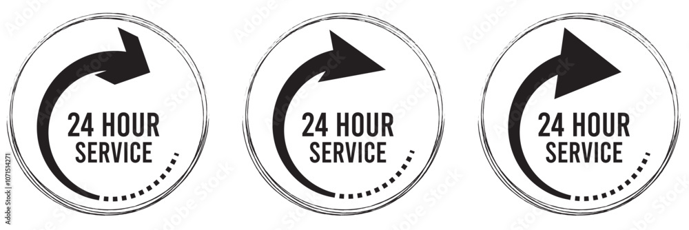 Fototapeta premium 24 hour assistance icons. 24 hours 7 days in week support icons. Vector images
