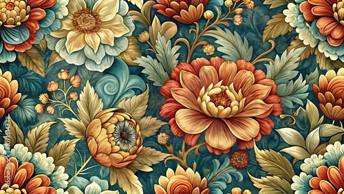 Vintage ornamental flowers pattern background