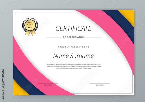 Modern Certificate Template with Colorful Abstract Design Illustration