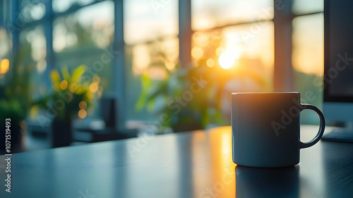 Sunrise Mug on Desk - Illus...