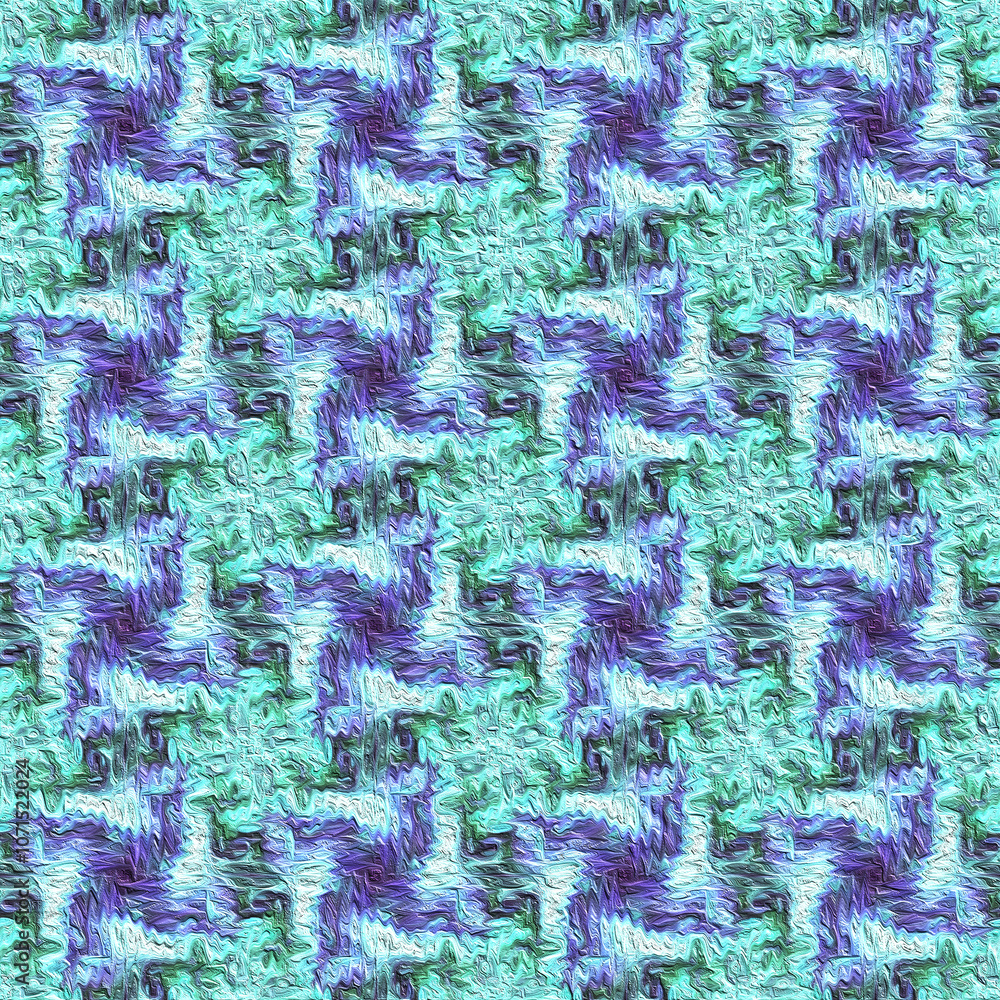 Seamless blue and green textured pattern with abstract wave shapes Seamless blue and green textured pattern with abstract wave shapes