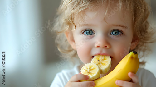 Cute Little Girl Eating Ban...