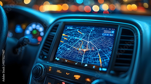 Wallpaper Mural Car Navigation System Display with City Map - Realistic Image Torontodigital.ca