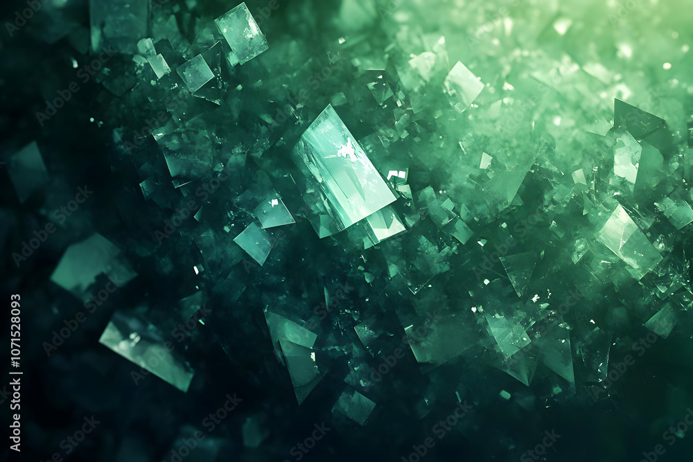 Fototapeta premium Abstract Background Green Crystal Emerald Gemstone Illustration