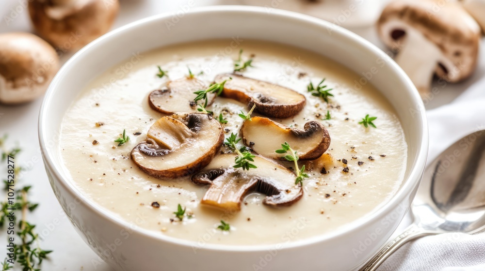 Creamy Mushroom Soup with Thyme and Pepper Creamy Mushroom Soup with Thyme and Pepper
