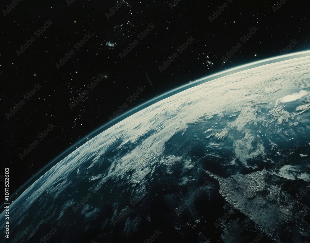 Fototapeta premium Earth, a celestial gem adorned with swirling clouds and the endless expanse of space.