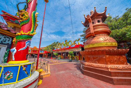 Kwan Sing Bio temple which directly faces the sea built in 1773 as a place of worship for the God Kwan Kong. decorated with a giant crab statue