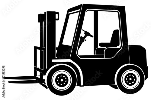 Forklift truck. Clean silhouette of a forklift machine vector illustration on a white background.