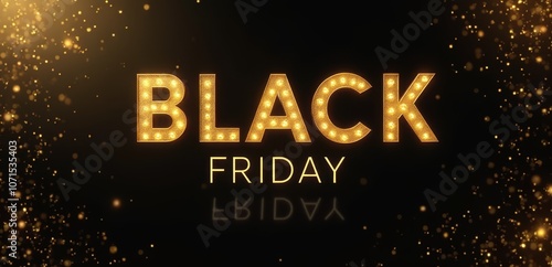 a black friday sign on a black background with gold glitter