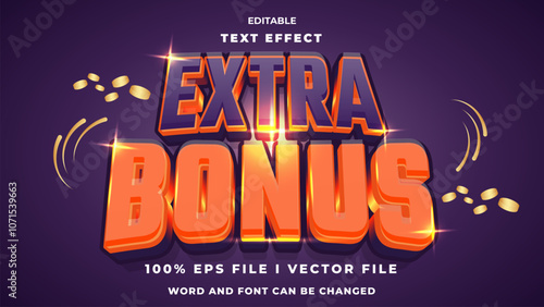 editable 3d extra bonus bold text effect.typhography logo