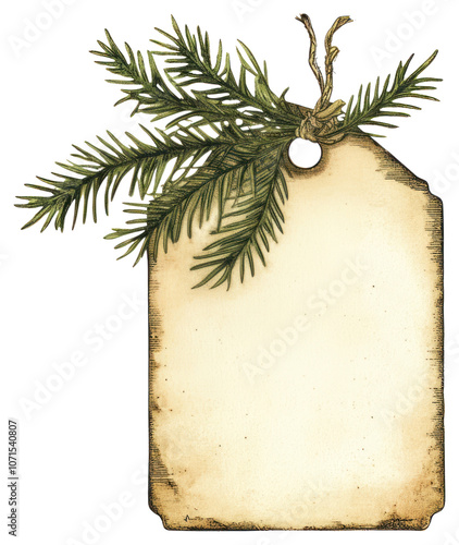 PNG Christmas label illustration vintage decoration. photo