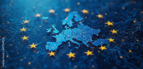 a map of europe with stars on it