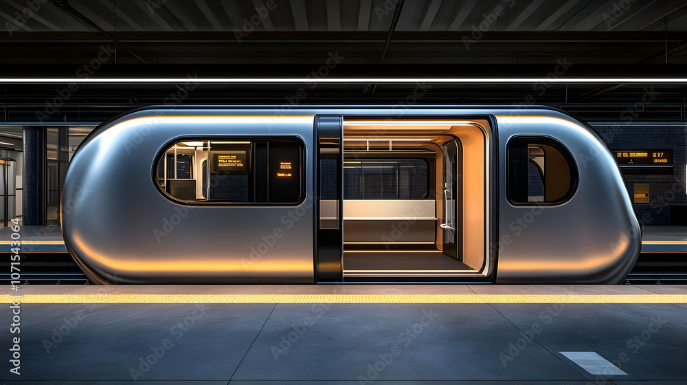 Fototapeta premium 3D Futuristic Subway Train Station Platform Illustration