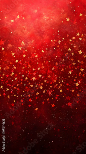 Red Abstract Background with Gold Stars Illustration