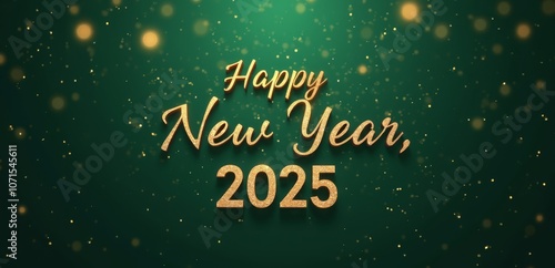 a green background with gold text that says happy new year 2025