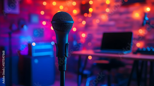 Microphone on Stand with Bl...