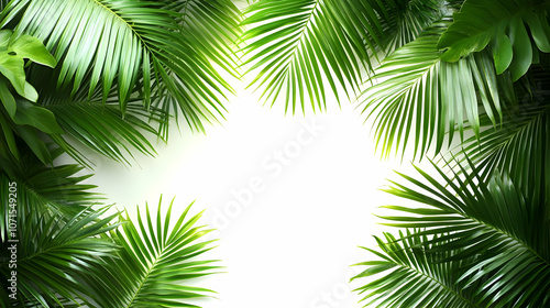 Green Palm Leaves Frame Background Illustration