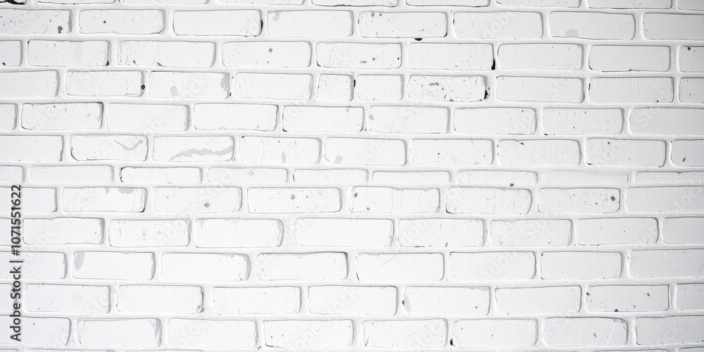 Fototapeta premium White painted aged brick wall with worn and weathered texture, surface, retro