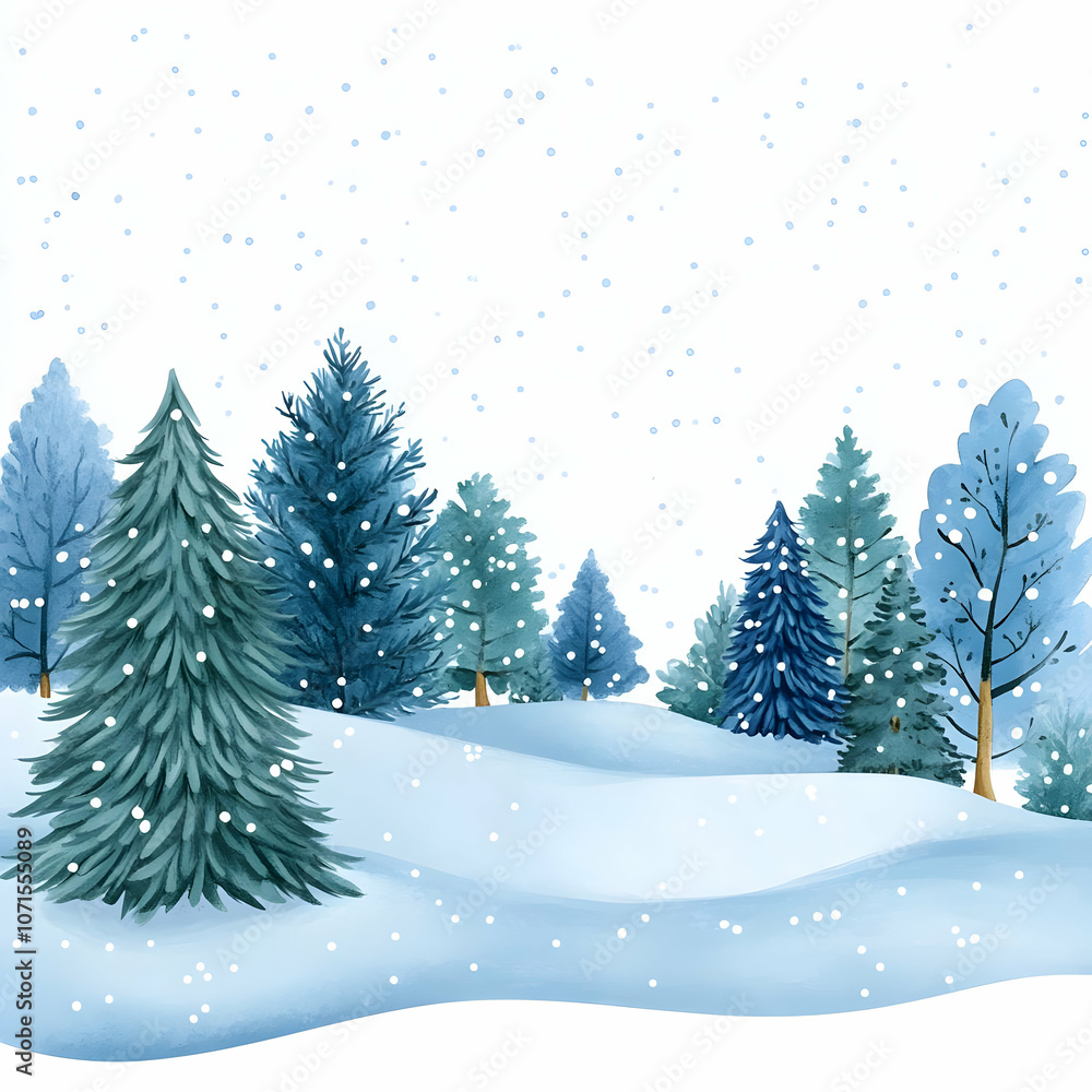 Obraz premium Illustration - Winter Wonderland Snowy Forest Scene