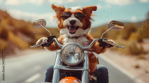 Dog Wearing Sunglasses Ridi...