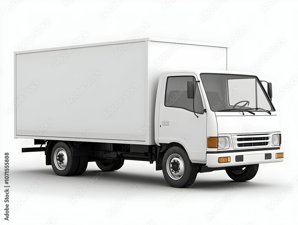 Fototapeta premium 3D White Delivery Truck Illustration