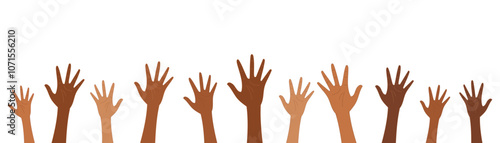 illustration of human hands clenched to fight for diversity, inclusivity and human rights. illustration with transparent background for Black History Month and Black Lives Matter campaign