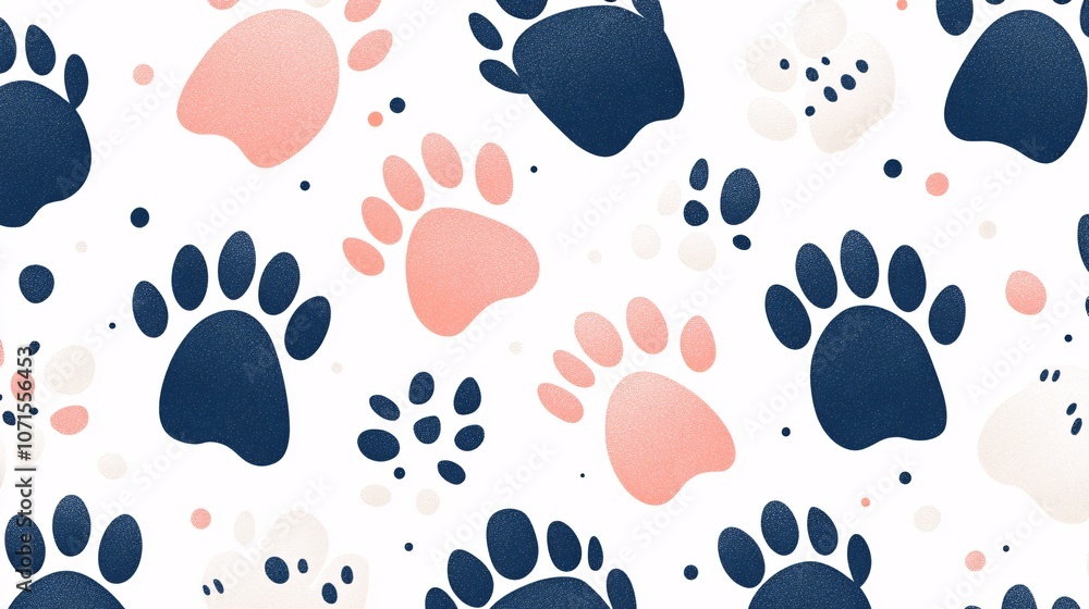 Fototapeta premium Colorful Paw Print Pattern