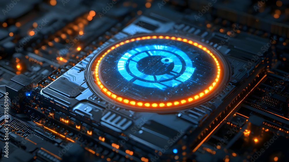 Fototapeta premium 3D Illustration Futuristic Circuit Board Technology Data