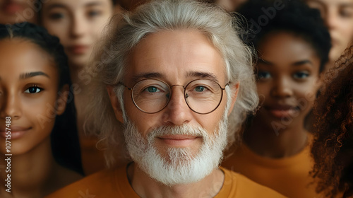 Smiling Elderly Man with Gl...