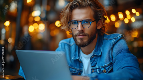 Man Working on Laptop in Ca...