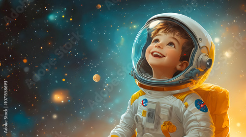 Smiling Astronaut Child Ill...