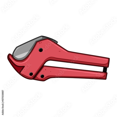 manual pipe cutter cartoon. blade steel, pvc adjustable, ratchet precision manual pipe cutter sign. isolated symbol vector illustration