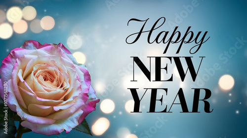 Happy new year floral background with bokeh