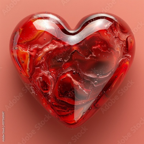 This high-quality, three-dimensional heart symbolizes love and affection created with intricate details and an abstract style.  AI generative 
 photo