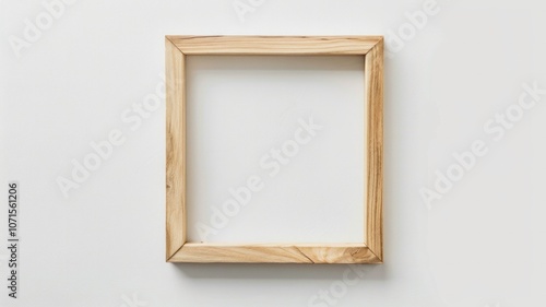 This image features a wooden picture frame mockup on a white background perfect for displaying images or artwork. AI generative 
 photo