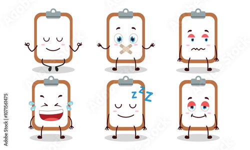 funny clipboard with various expressions design illustration