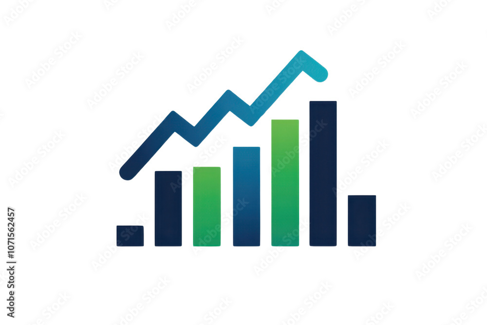 Illustration of a colorful bar chart with a line graph overlay, representing data analysis, growth, and business performance. Illustration of a colorful bar chart with a line graph overlay, representing data analysis, growth, and business performance.