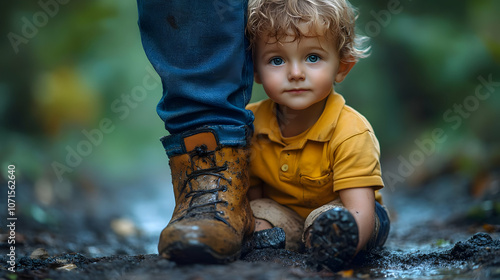 Muddy Boots, Little Boy in ...
